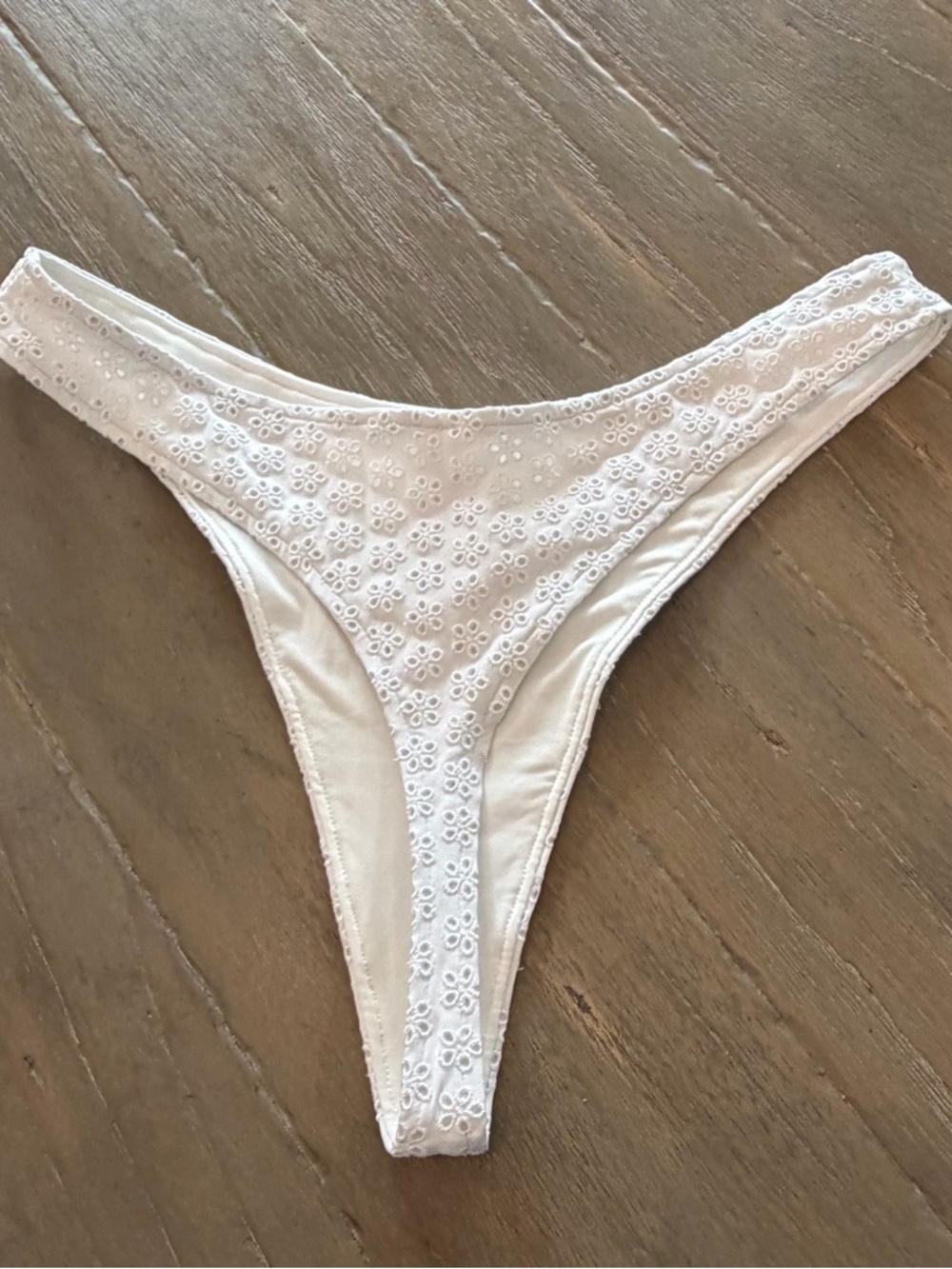 Pink x Frankie Bikinis White Eyelet thong Bikini Bottom - Picture 3 of 8